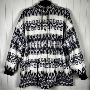 VTG 90s Karizma Reversible Fleece/Nylon Jacket Southwestern Aztec Hipster OSFM